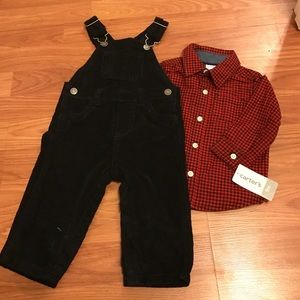 Carters red and black overalls Carters red and black overalls