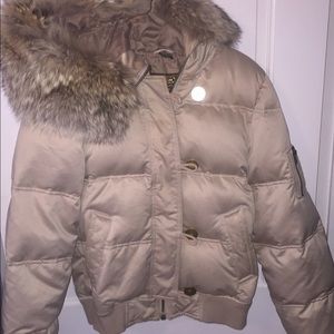 Coach down jacket with natural coyote fur