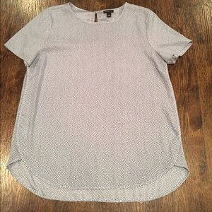 Ann Taylor Light Blue Black Dot Top