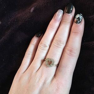 Heart Gold Diamond Ring