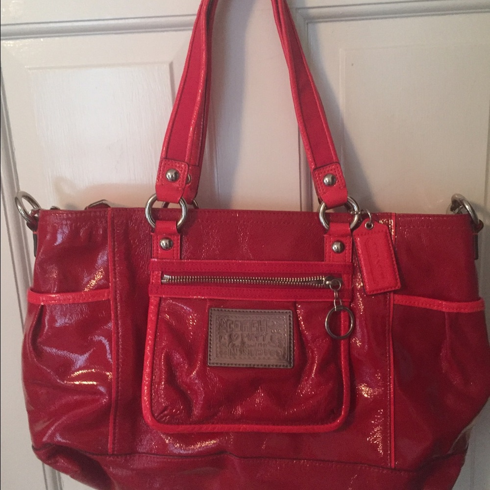 Coach Ruby Red Patent Leather Tote