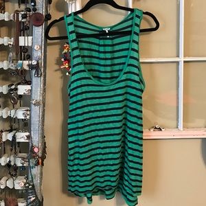 Splendid green and navy stripes tank
