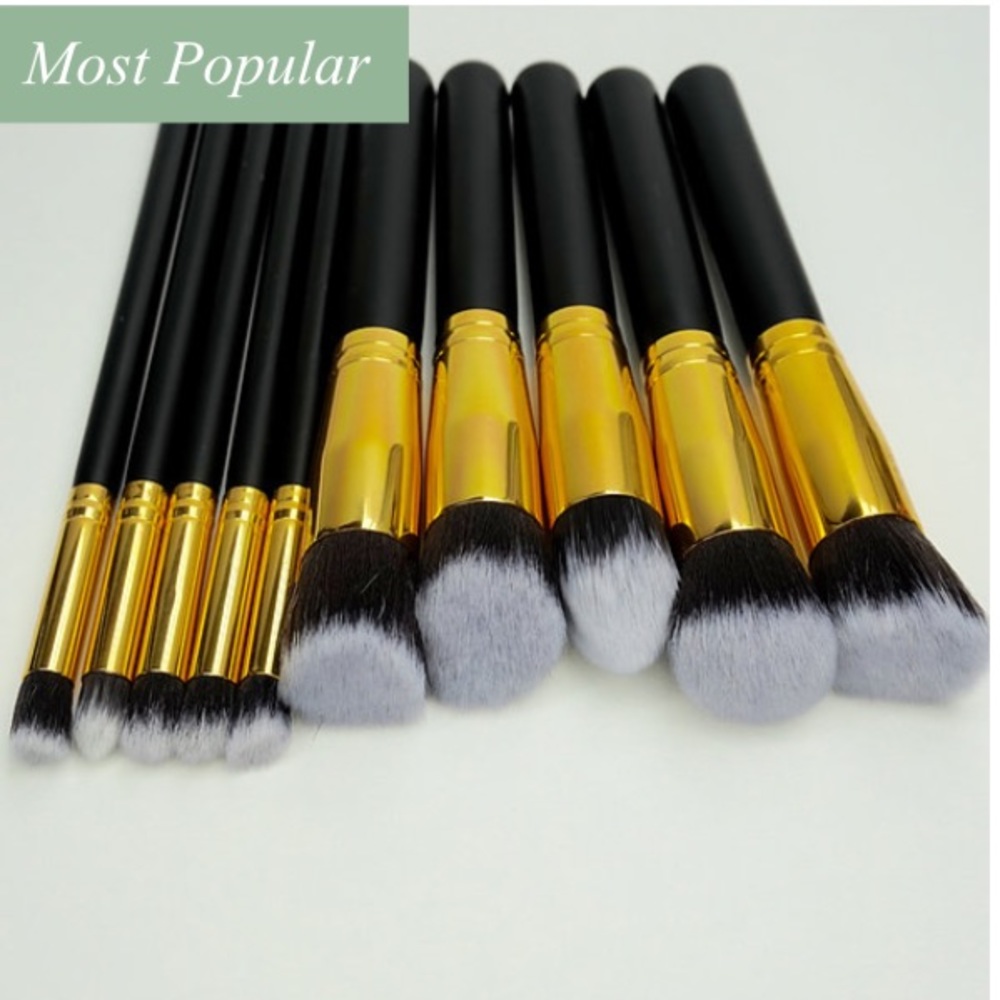 Wongcosmetics.com 10 pc makeup brush set in black