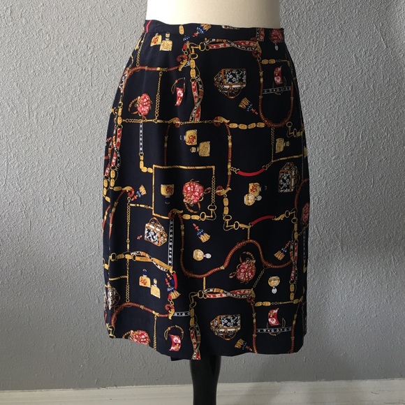 Petite Sophisticate Dresses & Skirts - Vintage Handbag and perfume print wrap skirt
