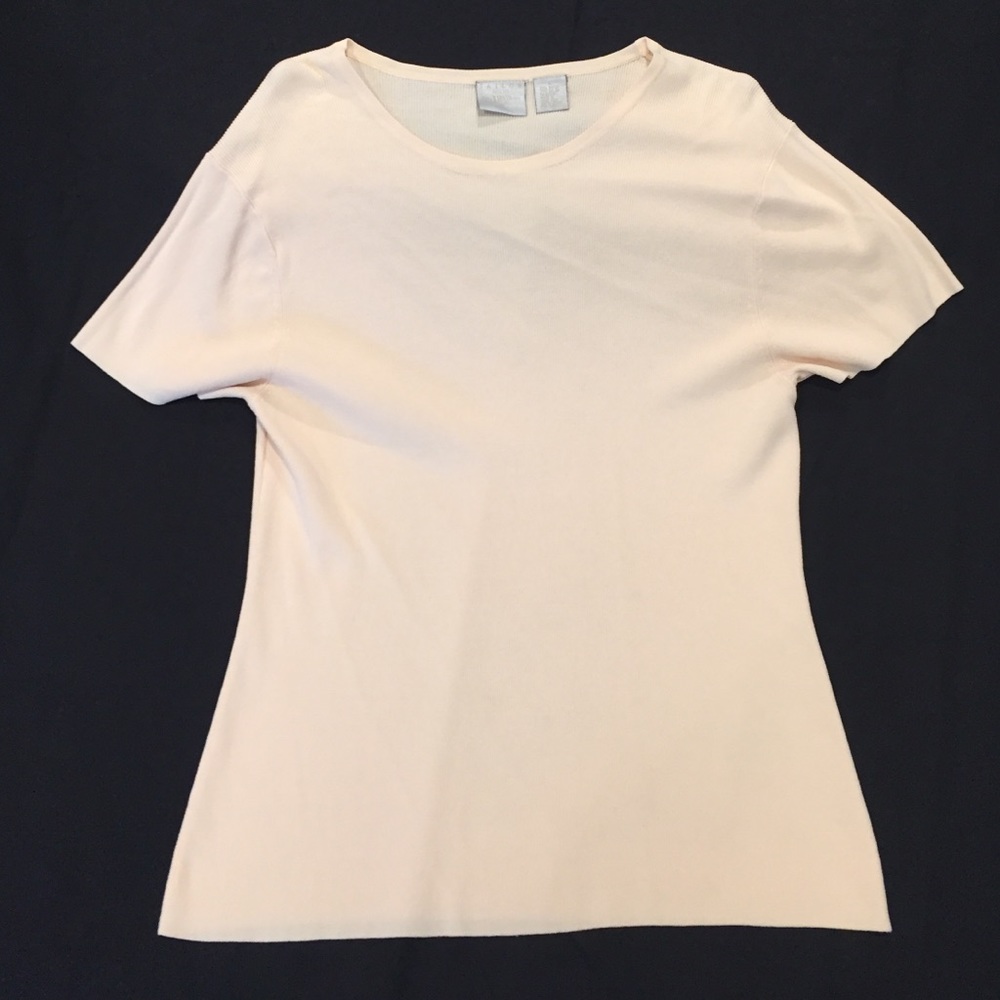 Dressy tee, peach in color