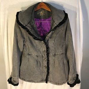 Three Doves Velvet-trimmed Sweatshirt Jacket