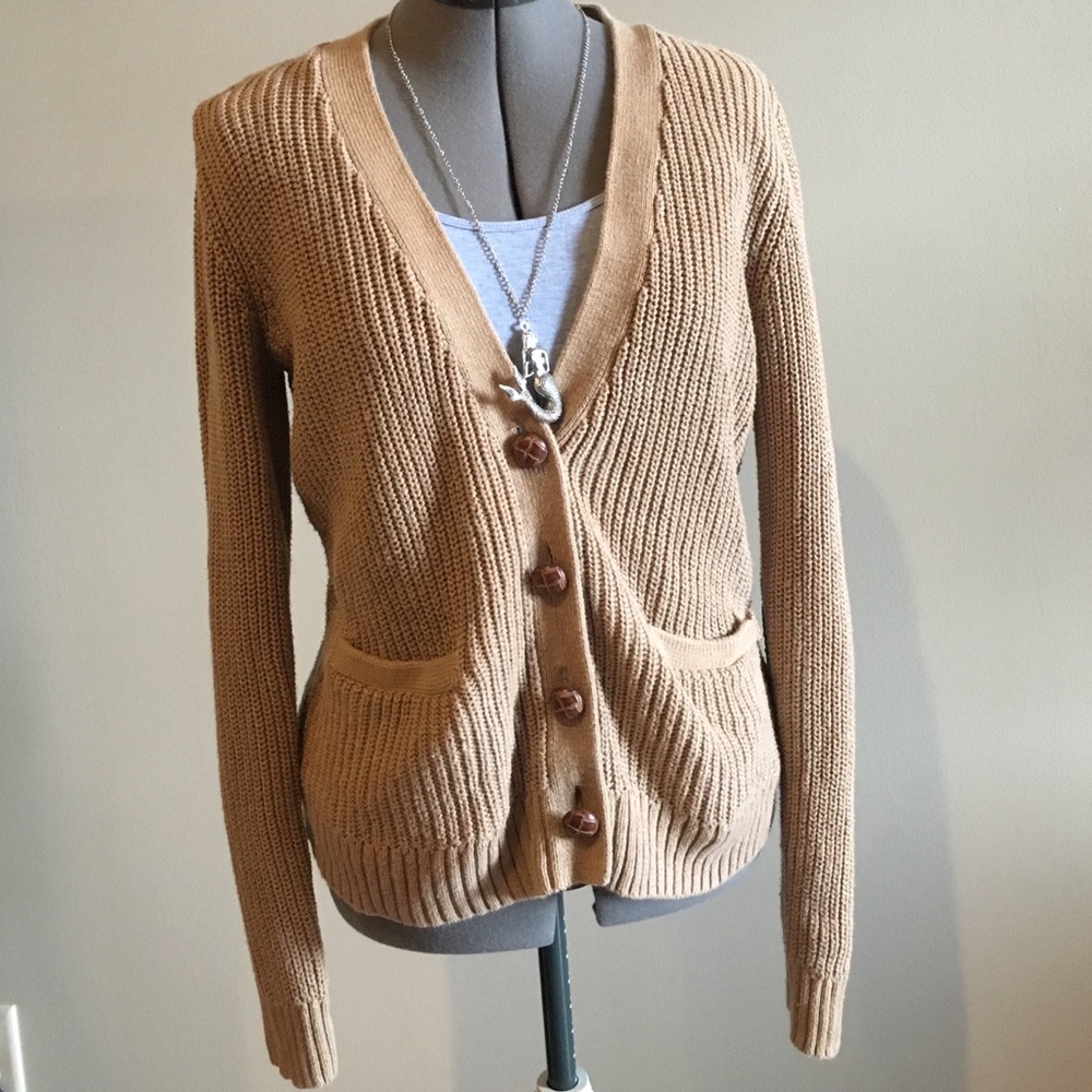 Tan Chunky Sweater w/ Elbow Pads