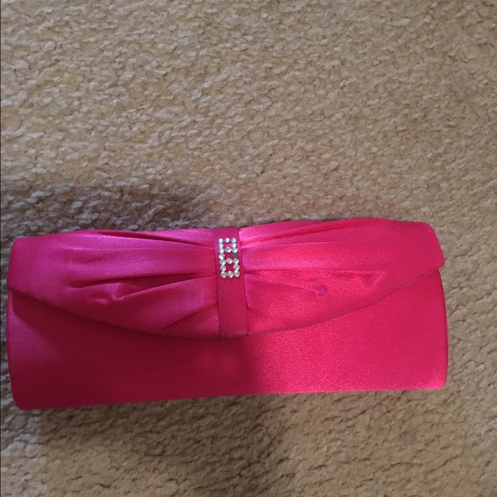 Jessica McClintock Brand Pink Satin Clutch