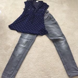 Grey skinny maternity jeans-small
