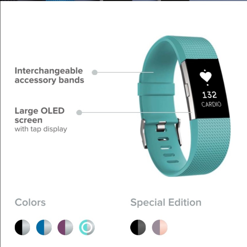 Fitbit Charge 2 w/ 2 Bands - EUC