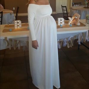 White off the shoulder maternity gown!