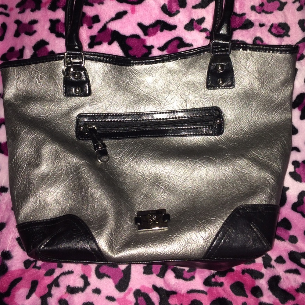 S&CO. Silver and black purse