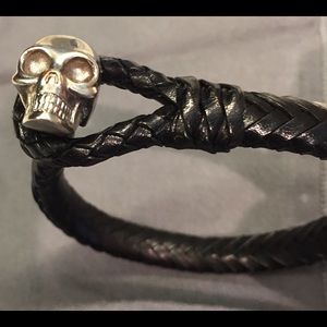 ALEXANDER MCQUEEN Leather & Metal Skull Bracelet