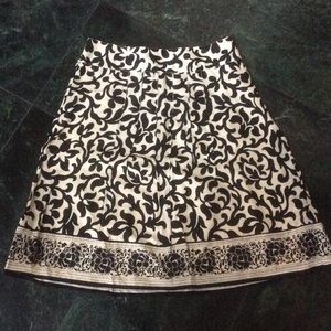 Ivory/black Patterned Ann Taylor Skirt