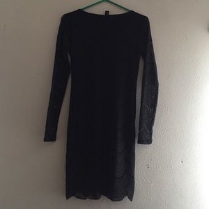 Black, lace cocktail dress, low cut