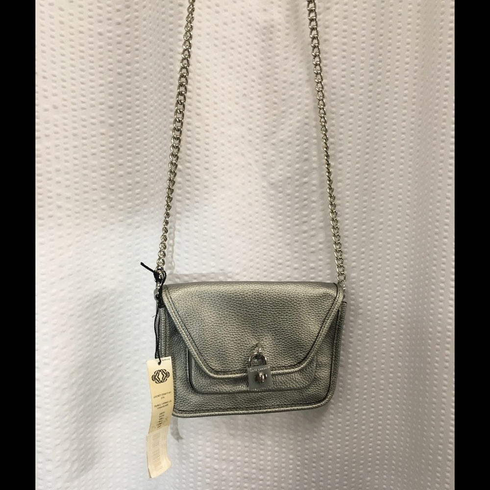 NWT Kate Landry Silver Metallic Cross Body Purse
