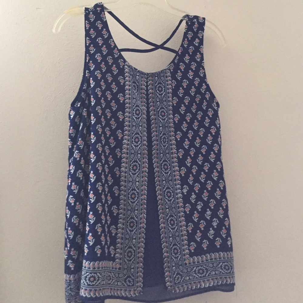 Blue floral, flow blouse