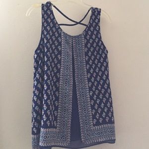 Blue floral, flow blouse