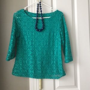 Banana Republic lacy teal top!