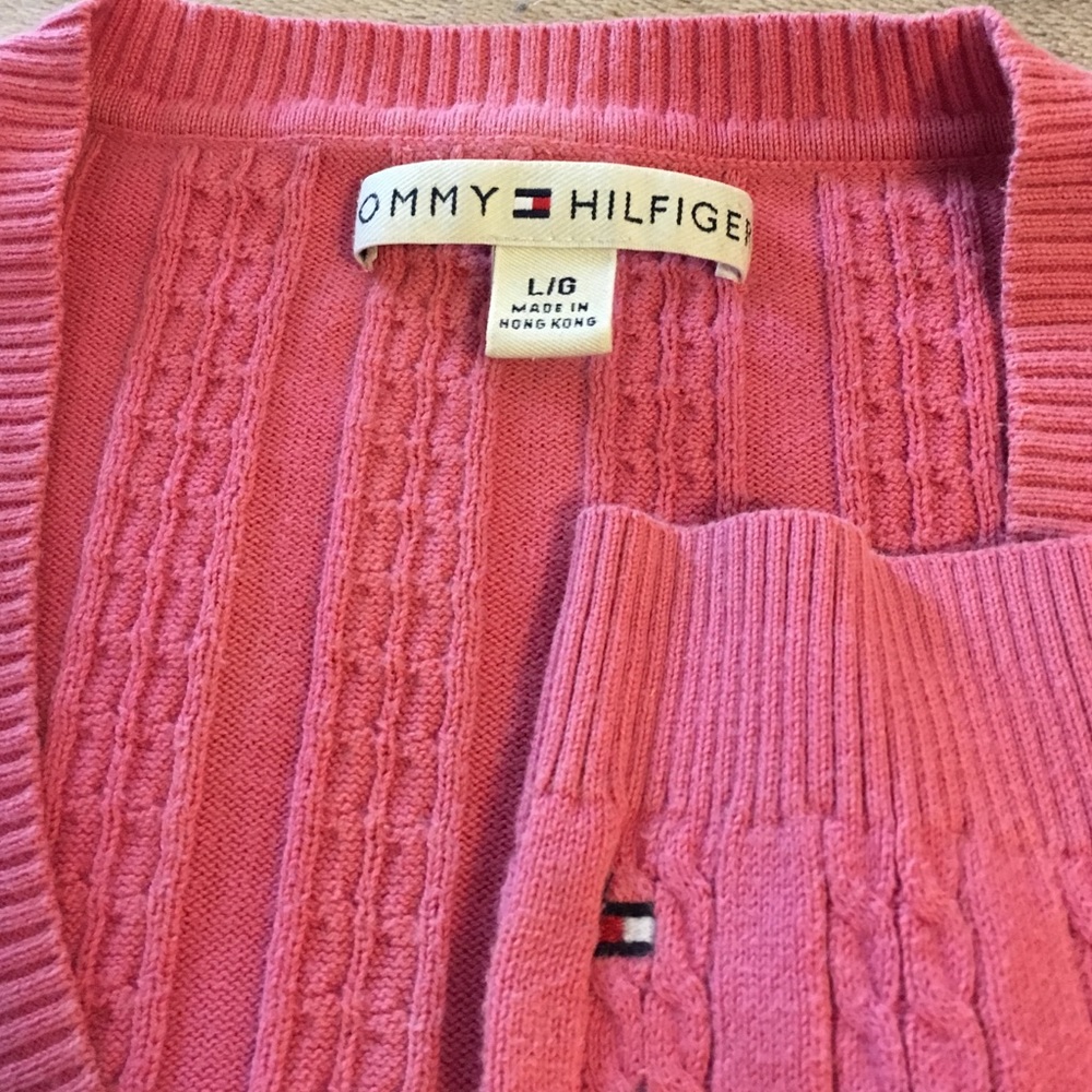 Cable Knit V Neck Sweater Tommy Hilfiger