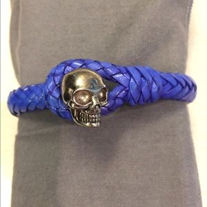 ALEXANDER MCQUEEN Leather & Metal Skull Bracelet