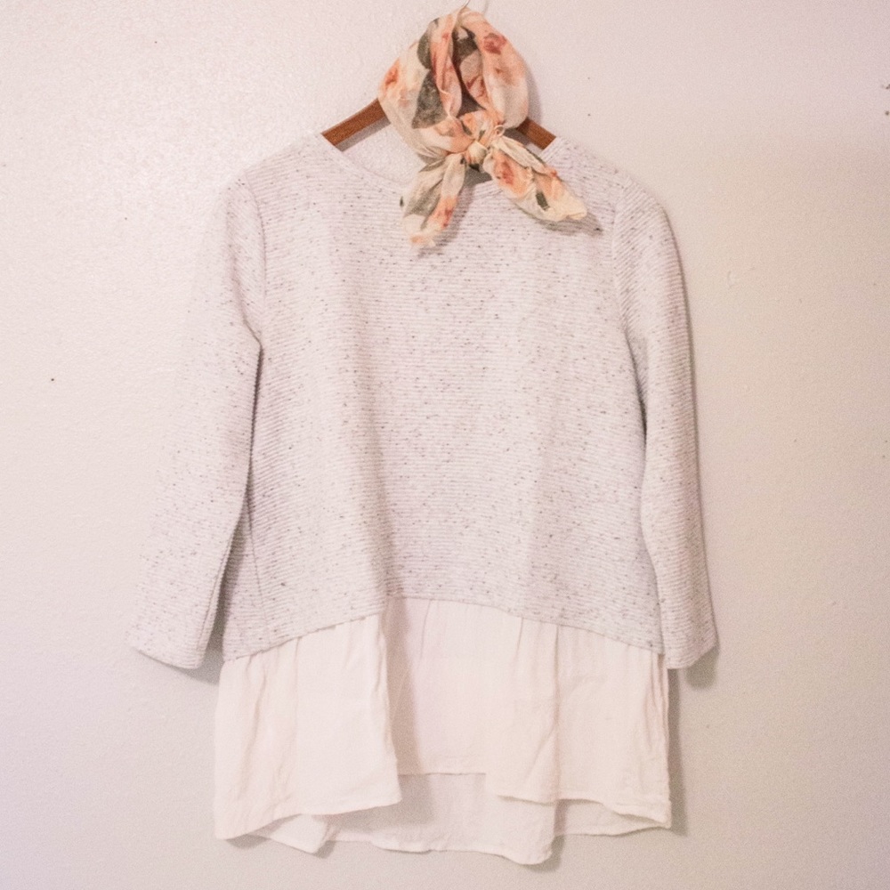LOFT Mixed Media Peplum Top