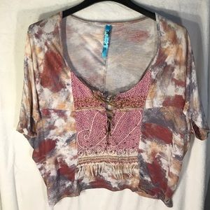 Free People Flowing Jeweled Boho Top - Multicolor