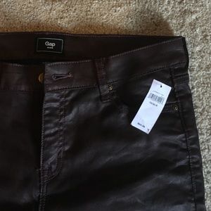 Faux Leather Wax Jeans