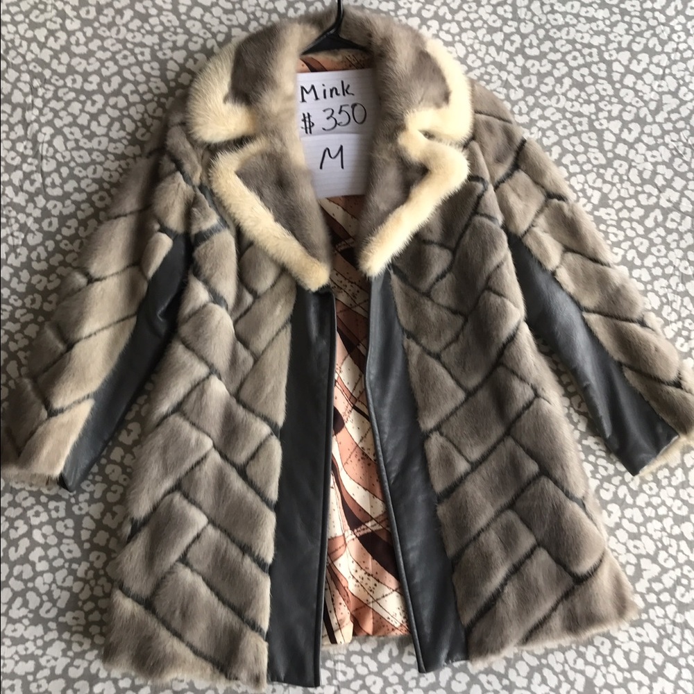 Ash grey mink and leather