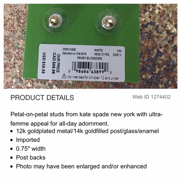 SOLD❤️Kate Spade ♠️ Pansy Blossom Studs - Picture 2 of 4