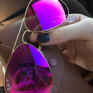 Ray Ban Aviators Matte Gold Pink Mirrored