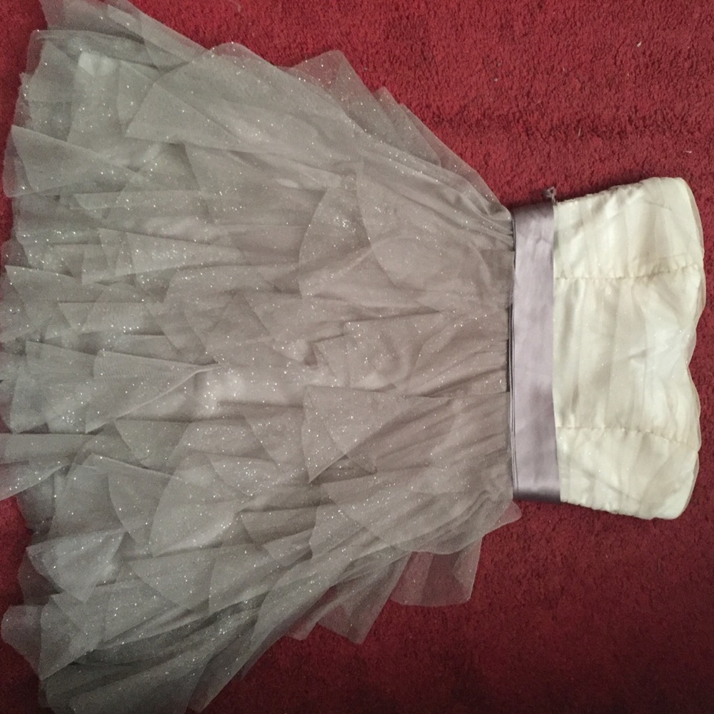 Sparkle, ruffled strapless mini semi dress