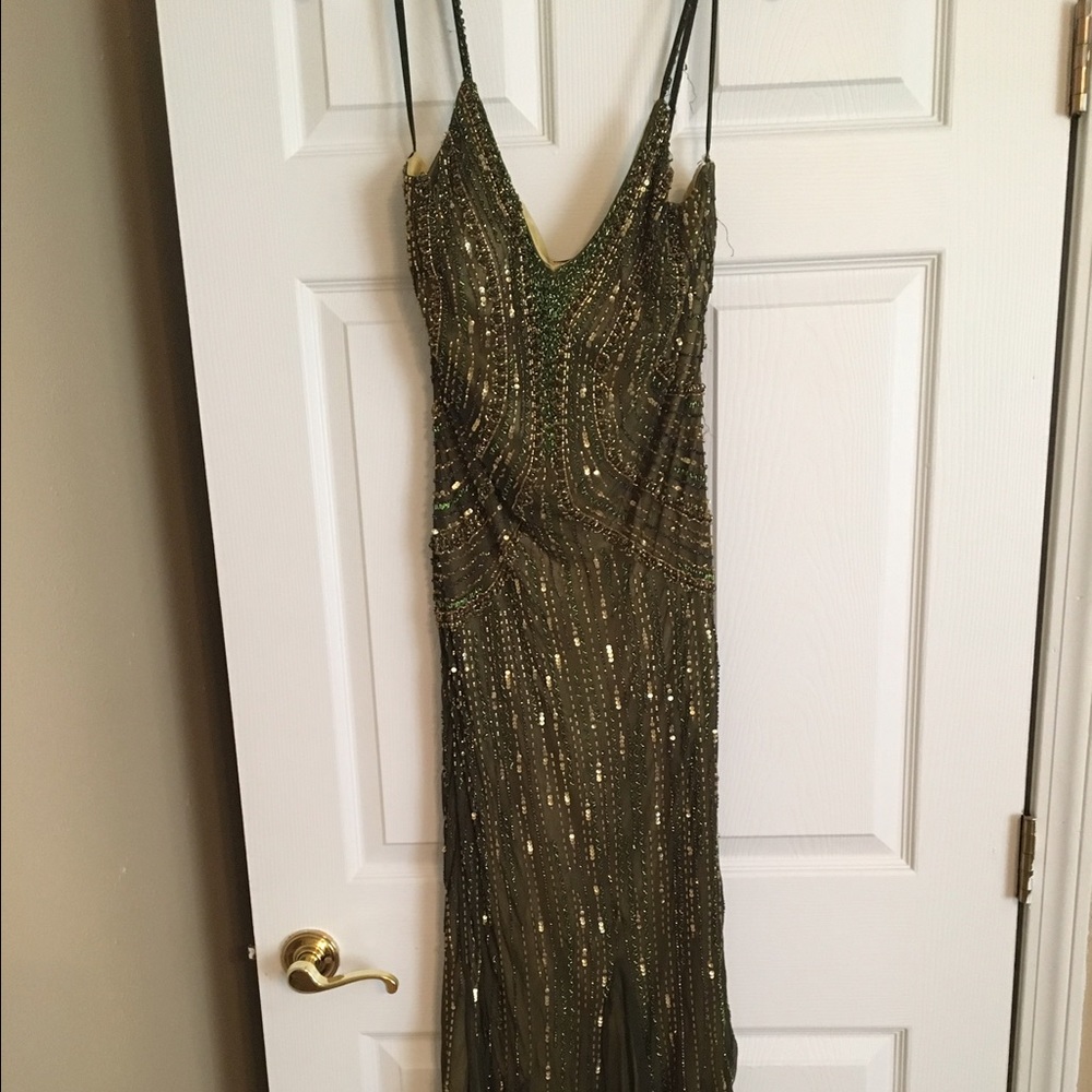 Green sequin evening gown
