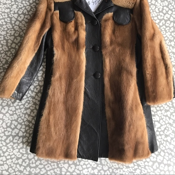 Mink and leather coat . - Picture 2 of 4