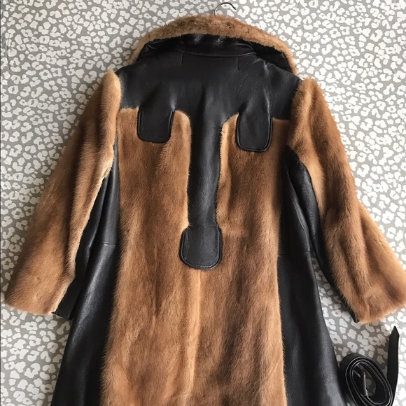 Mink and leather coat . - Picture 3 of 4