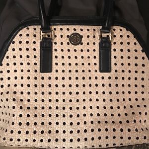 Tory burch white and navy handbag