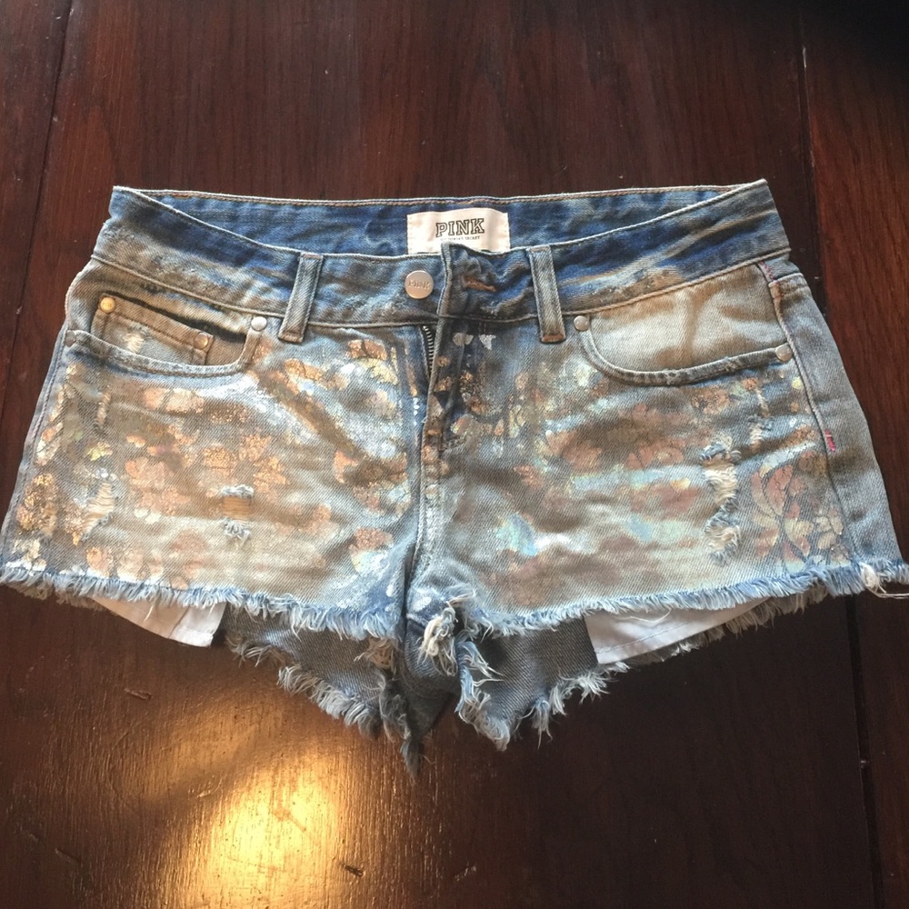 Pink brand Denim embellished Jean shorts