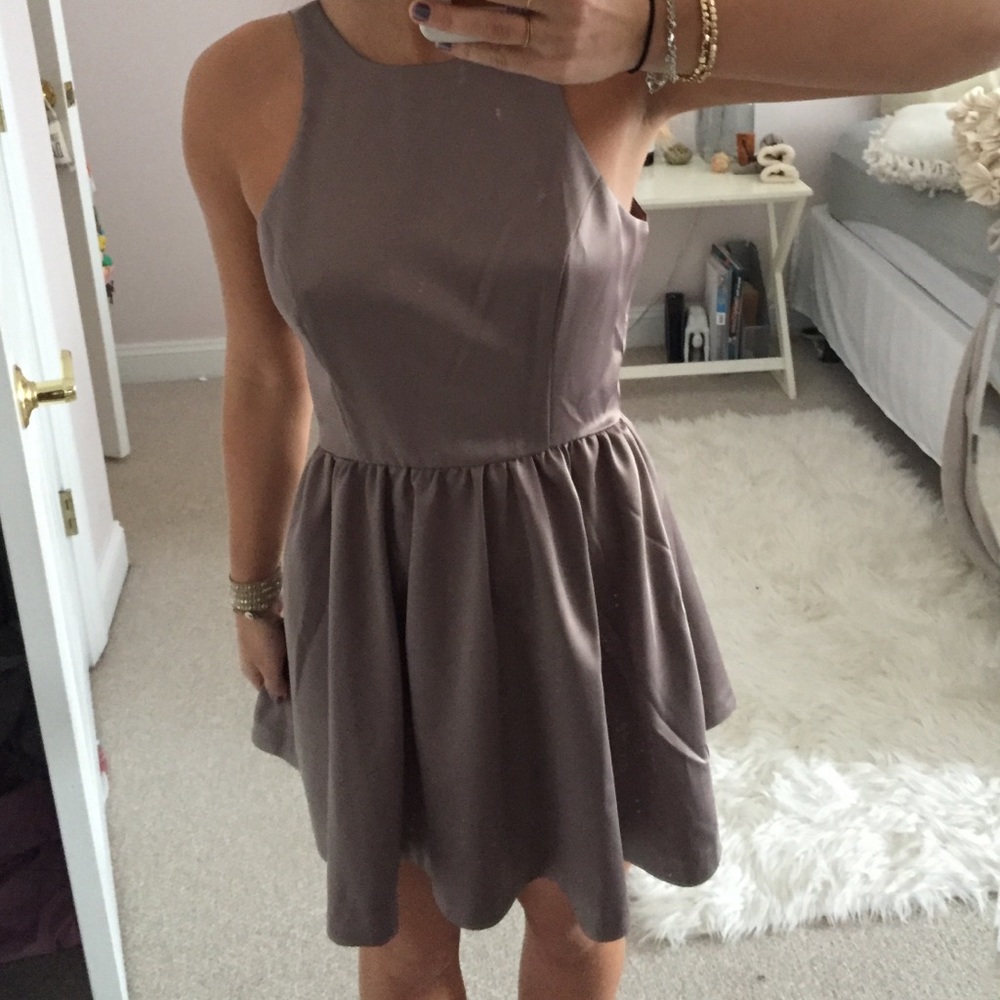 Taupe Satin Cocktail Dress