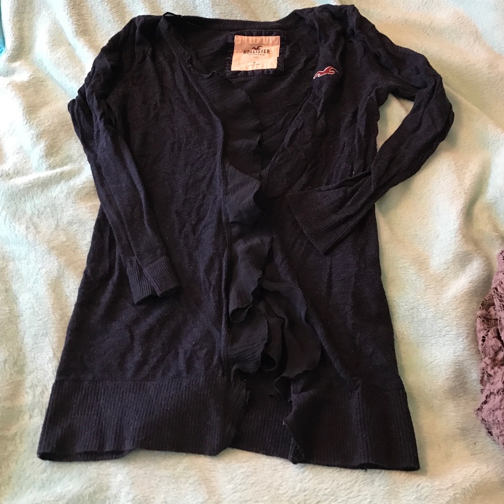 Navy blue ruffle cardigan - Hollister - small