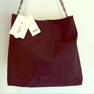 Agnes b black nylon hobo