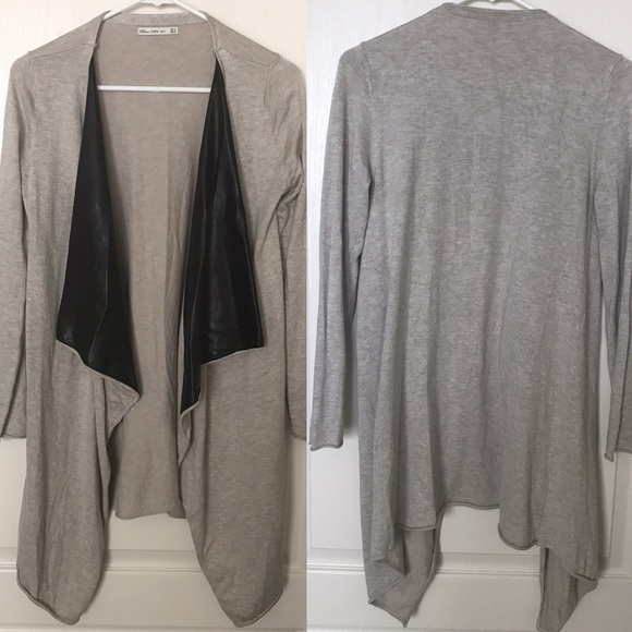 Zara Jacket Coat with Faux Leather Lapel - Picture 3 of 5