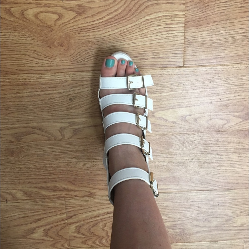 White Platform Bandage Shoes