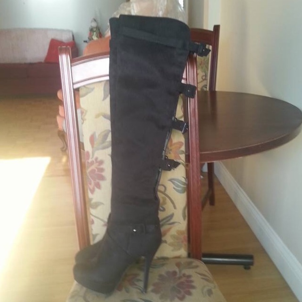 🌟Suede over the knee High Heel Boots w/buckles