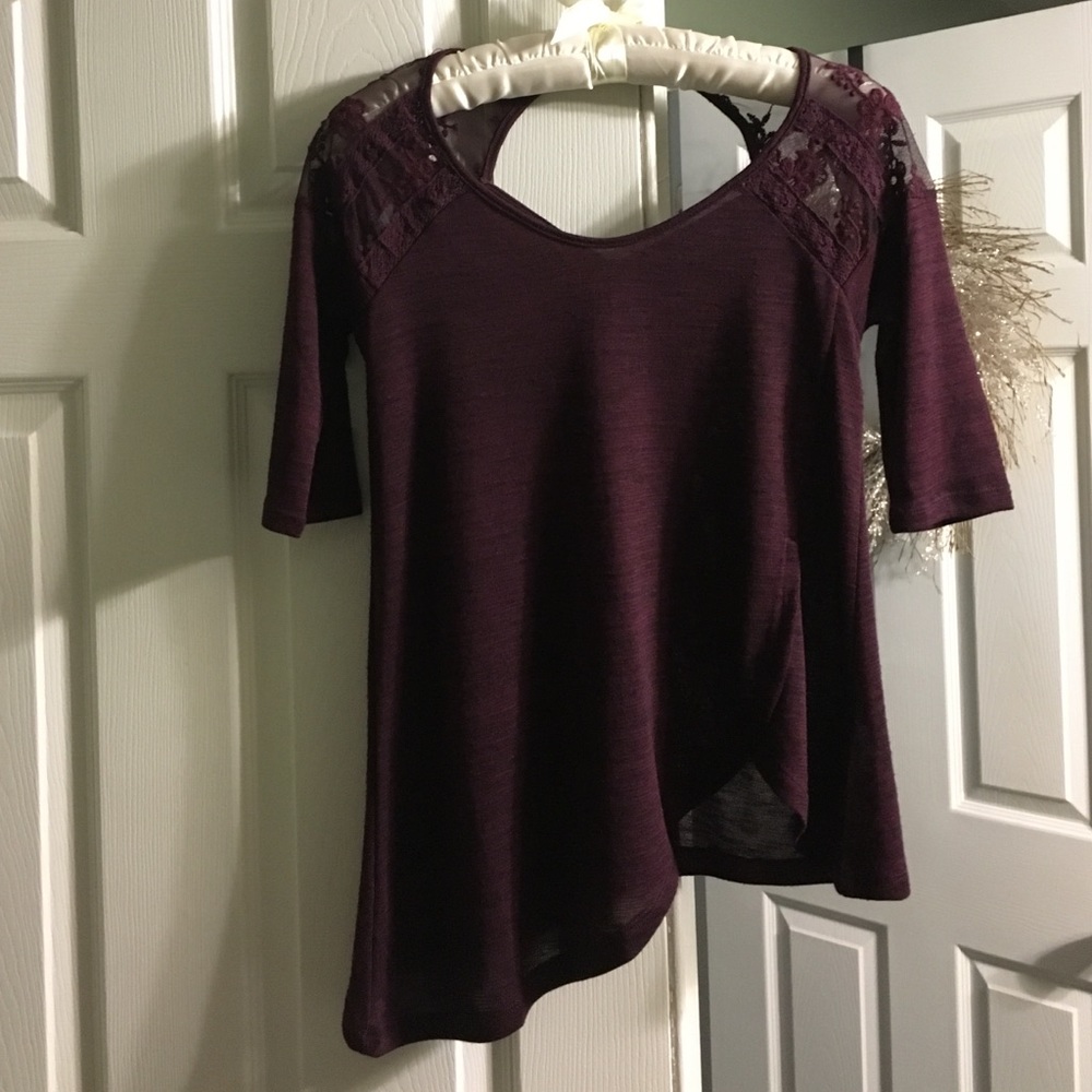 Asymmetrical lace top