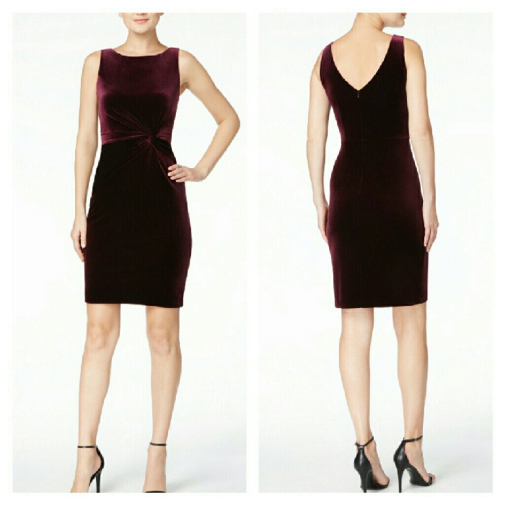 ***SALE NWT Calvin Klein Velvet Twist V-back dress - Picture 1 of 4
