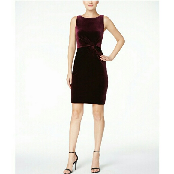 ***SALE NWT Calvin Klein Velvet Twist V-back dress - Picture 2 of 4