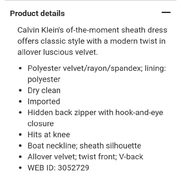 ***SALE NWT Calvin Klein Velvet Twist V-back dress - Picture 4 of 4