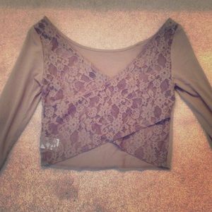 Cotton lace crop top. Brand new. Forest Green.