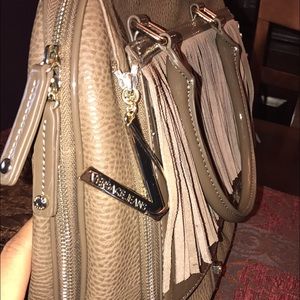 Olive Versace Jean Leather Fringed Bag