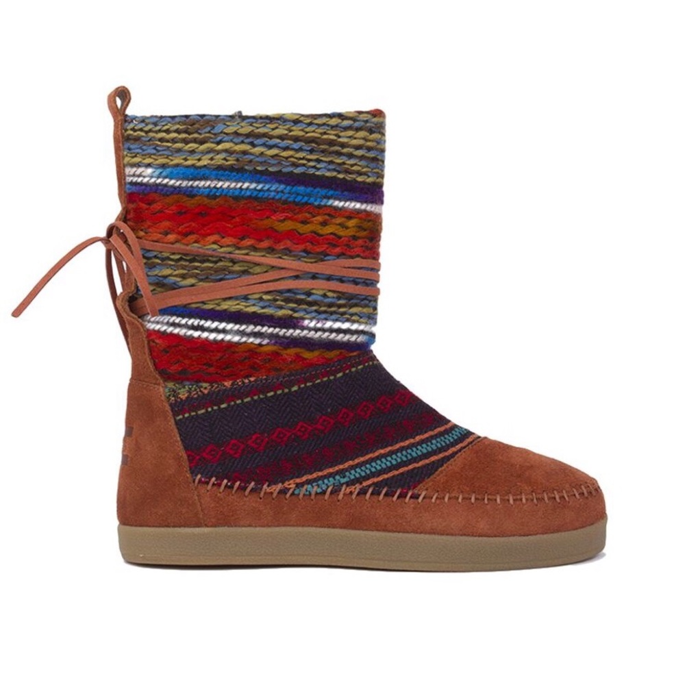 TOMS cognac-suede-textile-mix-womens-nepal-boots